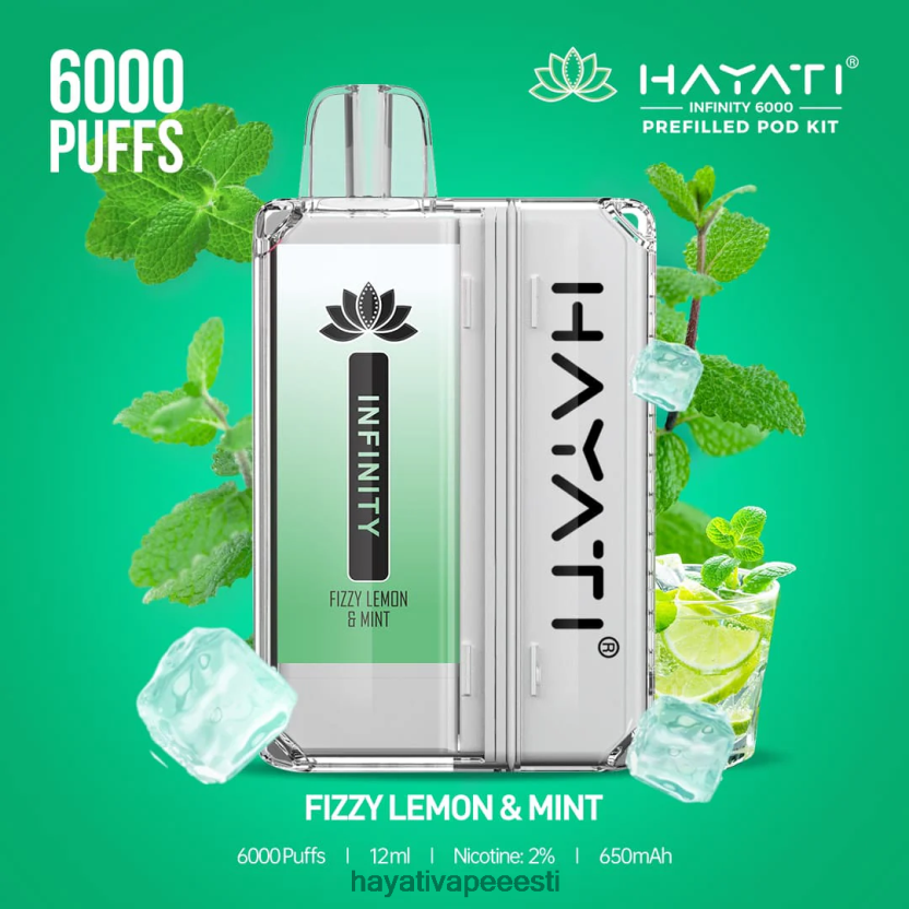 Hayati Flavours Eesti - Hayati Infinity 6000 taskukomplekti kihisev sidrun & piparmünt N6LJBF147