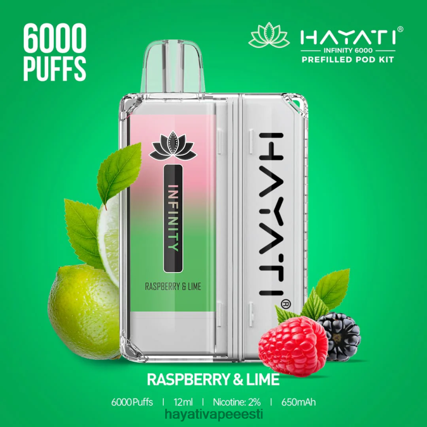 Hayati Flavours Eesti - Hayati Infinity 6000 taskukomplekti vaarikas & laim N6LJBF157