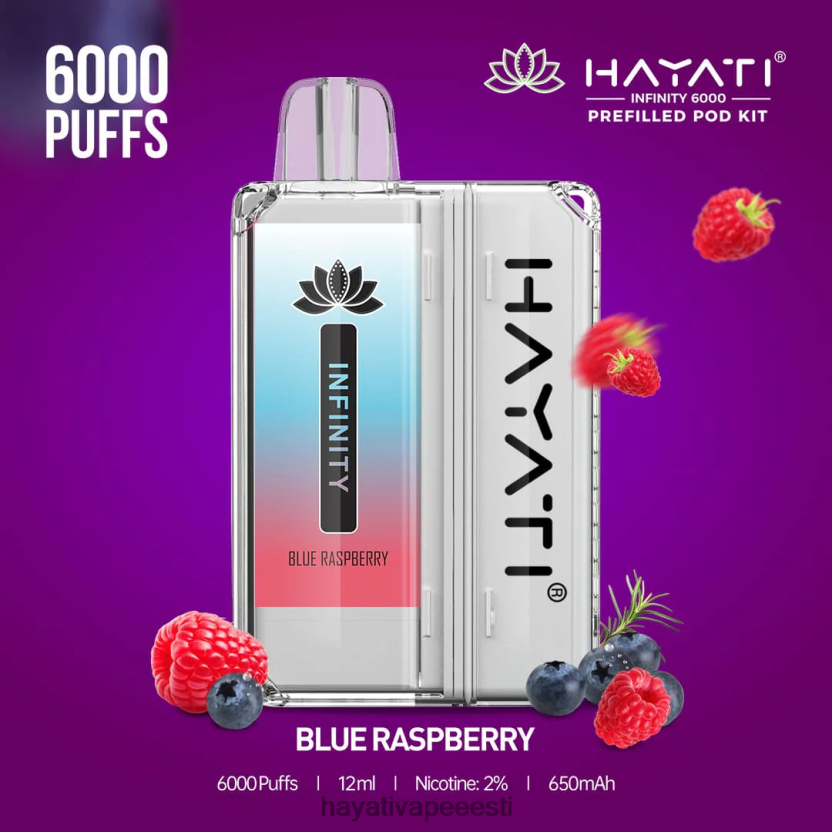 Hayati Vape Flavours - Hayati Infinity 6000 taskukomplekti sinine vaarikas N6LJBF144