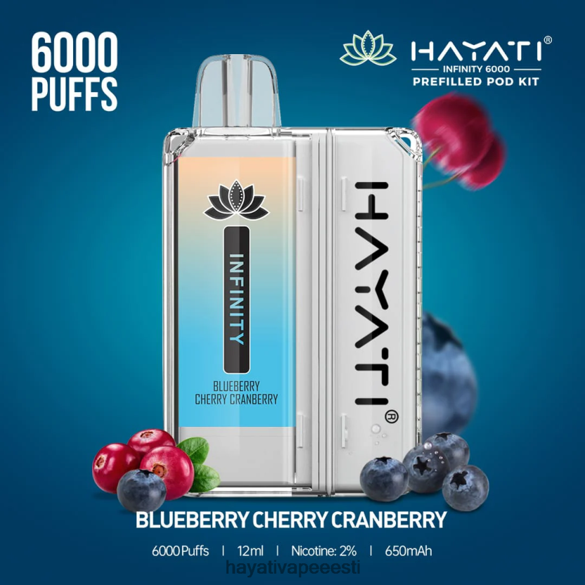 Hayati Vape Near Me - Hayati Infinity 6000 taskukomplekti mustikas kirss jõhvikas N6LJBF145
