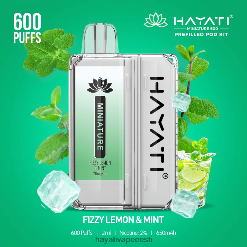 Hayati Vape Eesti - Hayati Miniature 600 kaunakomplekti kihisev sidrun & piparmünt N6LJBF33