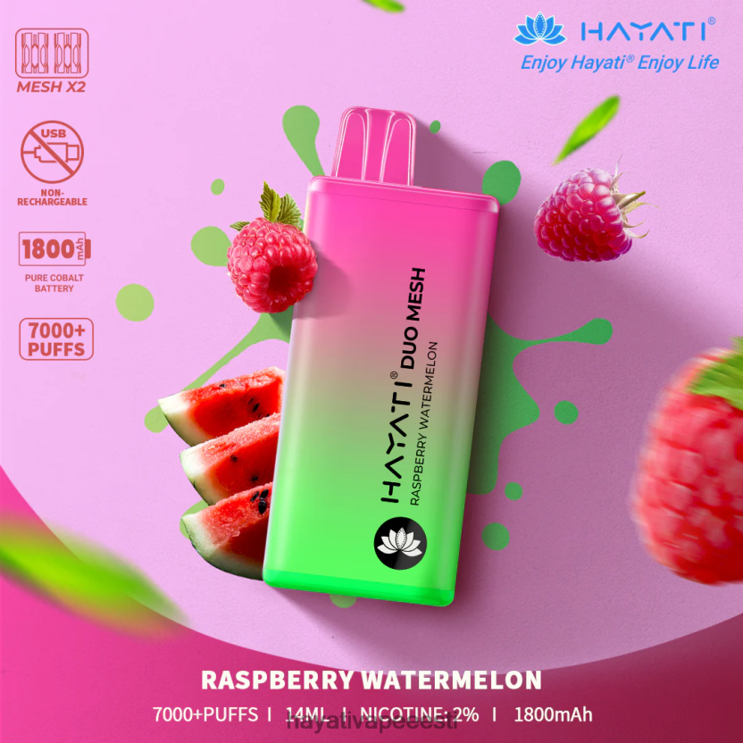 Hayati Flavour List - Hayati Duo Mesh ühekordselt kasutatavad vaarikas arbuus N6LJBF178