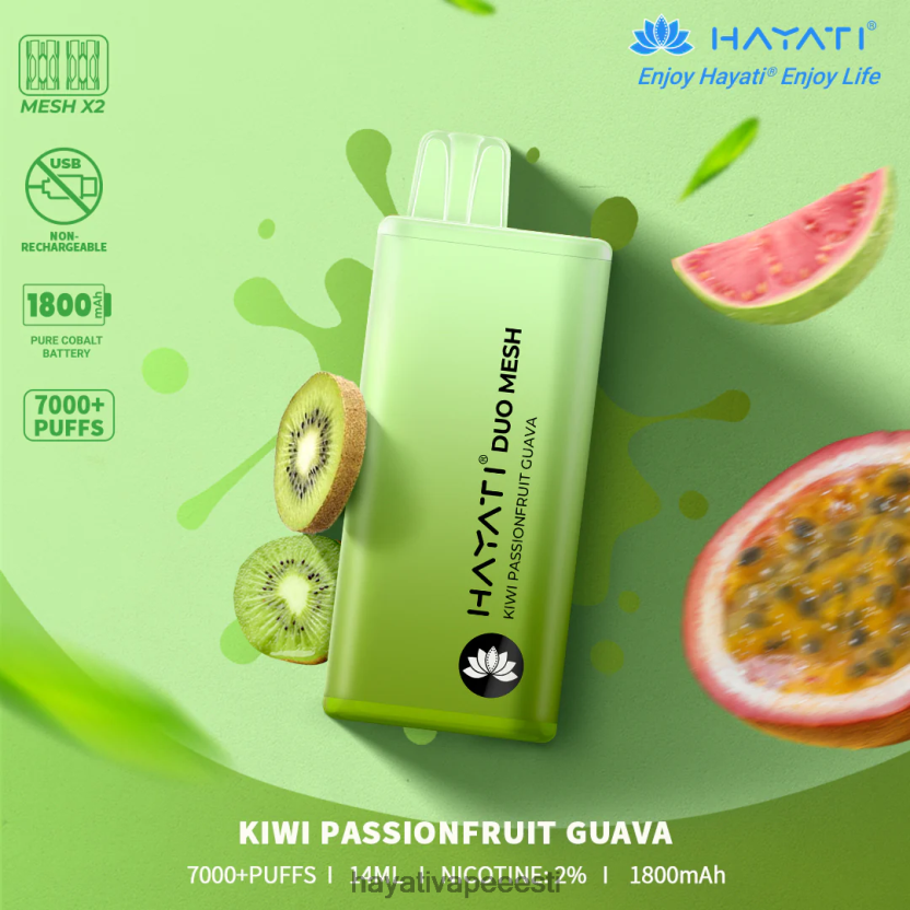 Hayati Vape Eesti - Hayati Duo Mesh ühekordselt kasutatavad kiivi passionfruit guajaav N6LJBF173