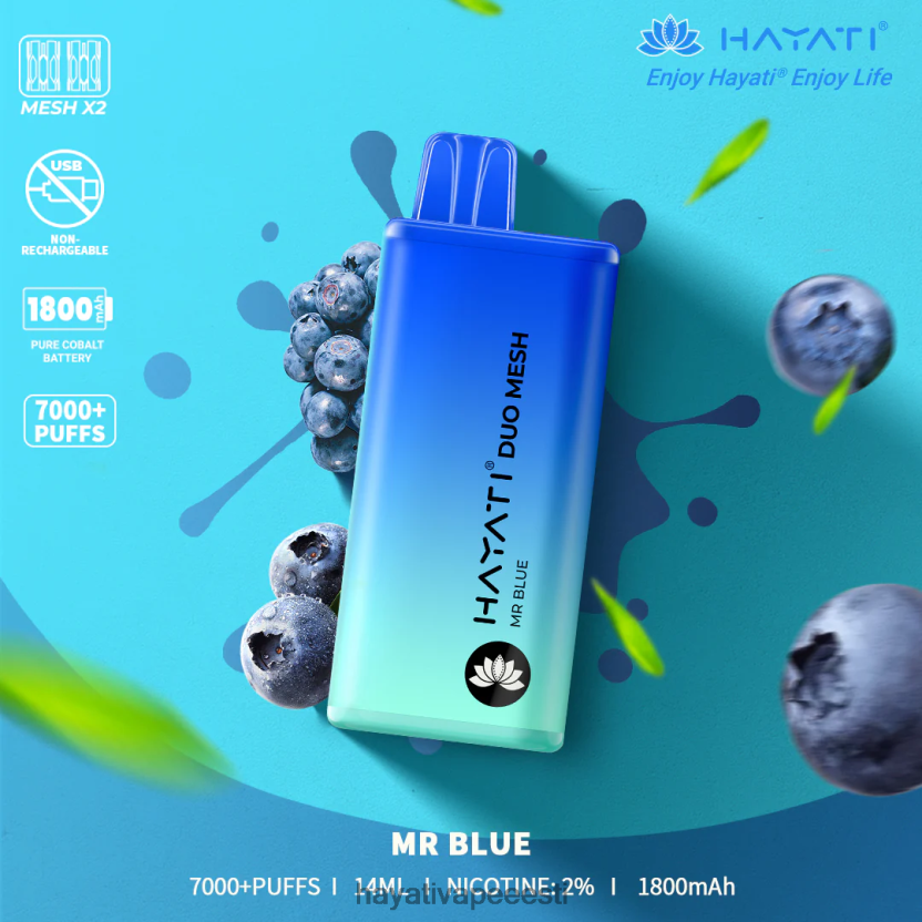 Hayati Vape Flavours - Hayati Duo Mesh ühekordselt kasutatavad härra sinine N6LJBF174