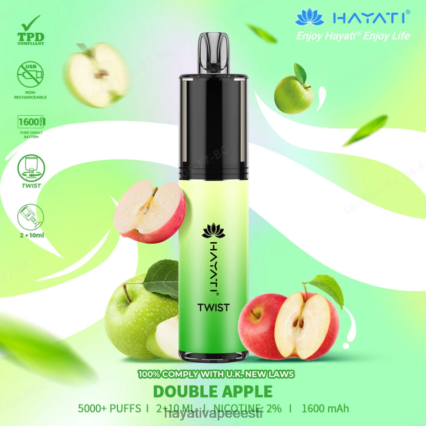 Hayati Flavour List - Hayati Twist ühekordselt kasutatavad kahekordne õun N6LJBF68