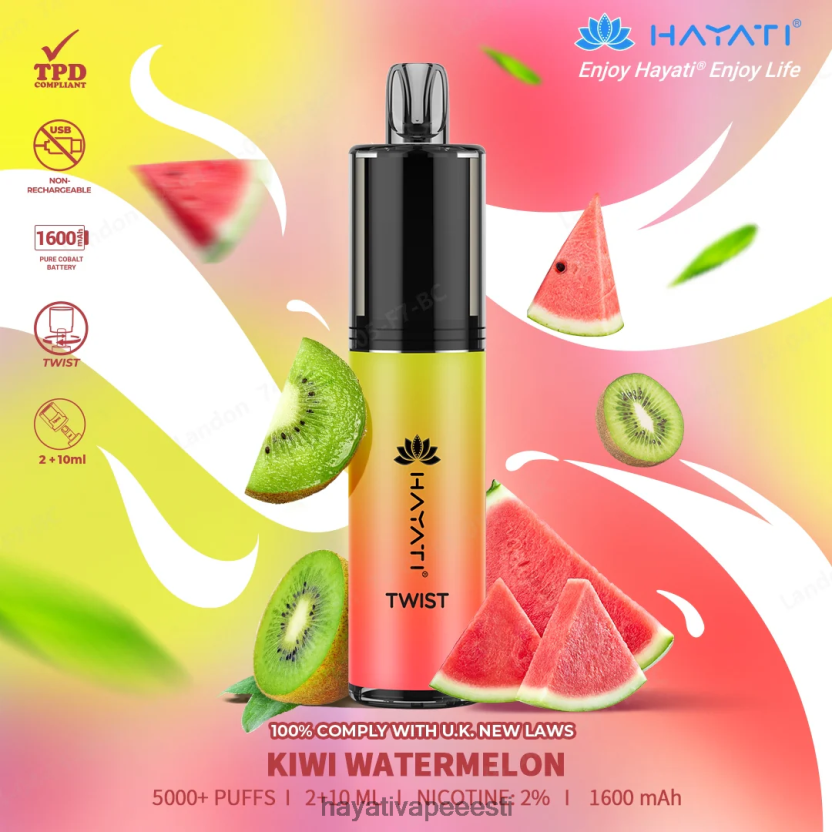 Hayati Vape Flavours - Hayati Twist ühekordselt kasutatavad kiivi arbuus N6LJBF74