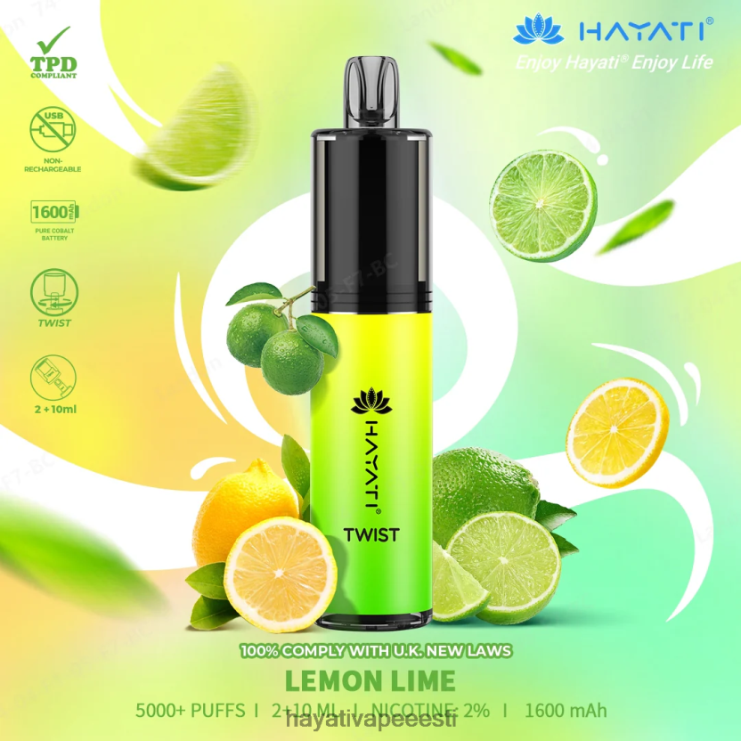 Hayati Vape Near Me - Hayati Twist ühekordselt kasutatavad sidruni laim N6LJBF75