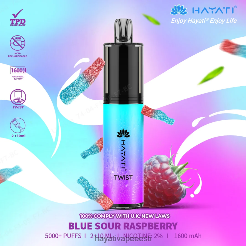 Hayati Vape Near Me - Hayati Twist ühekordselt kasutatavad sinine hapu vaarikas N6LJBF65