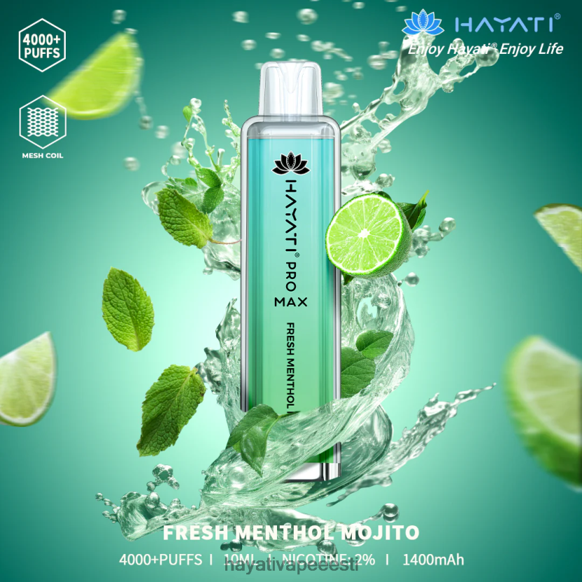Hayati Vape Eesti - Hayati Pro Max ühekordselt kasutatavad värske mentooli mojito N6LJBF133