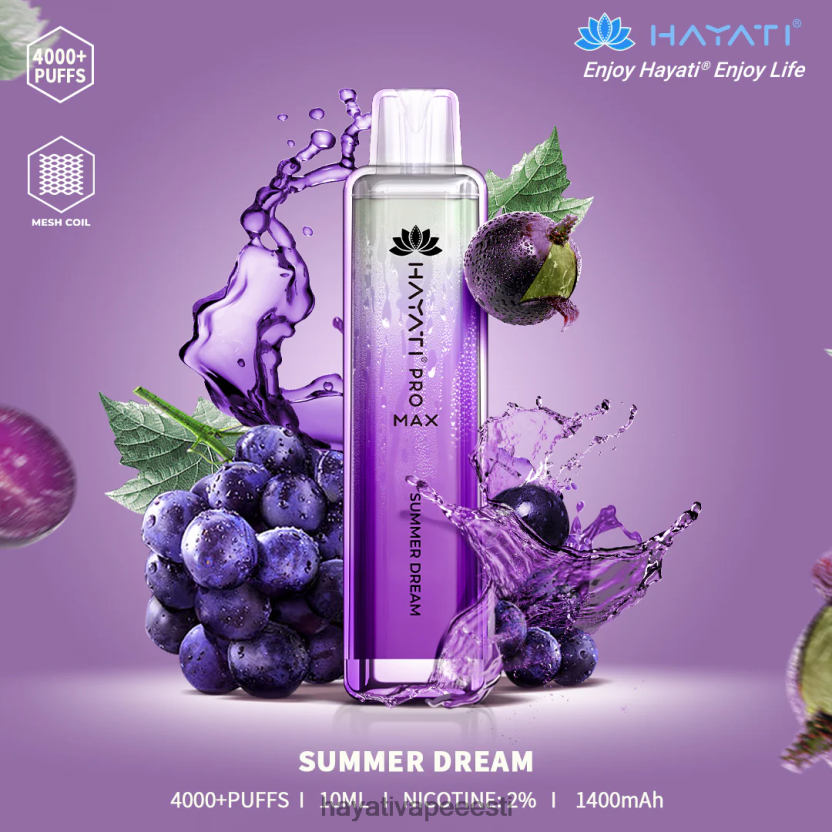 Hayati Vape Flavours - Hayati Pro Max ühekordselt kasutatavad suvine unistus N6LJBF124