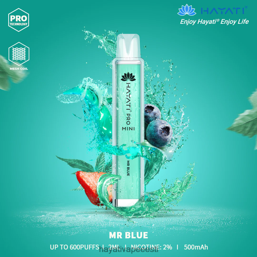 Hayati Vape Review - Hayati Pro Mini ühekordselt kasutatavad härra sinine N6LJBF16